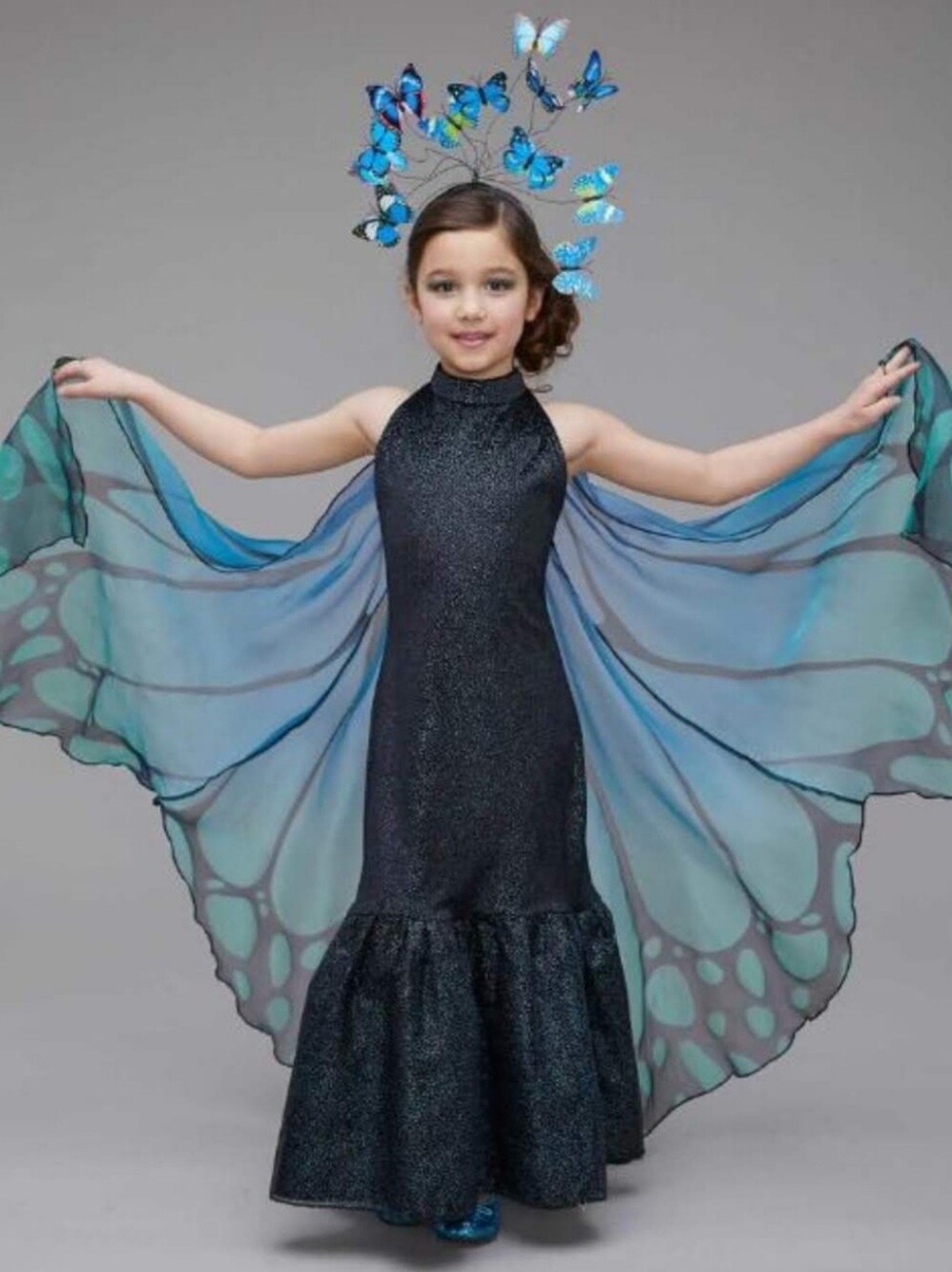 Sparkling Blue Butterfly Wing Halloween Costume for Kids